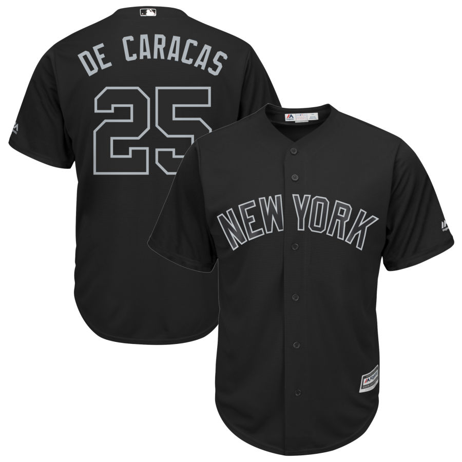 Men's New York Yankees #25 Gleyber Torres "De Caracas" Majestic Black 2019 Players' Weekend Replica Player Stitched MLB Jersey